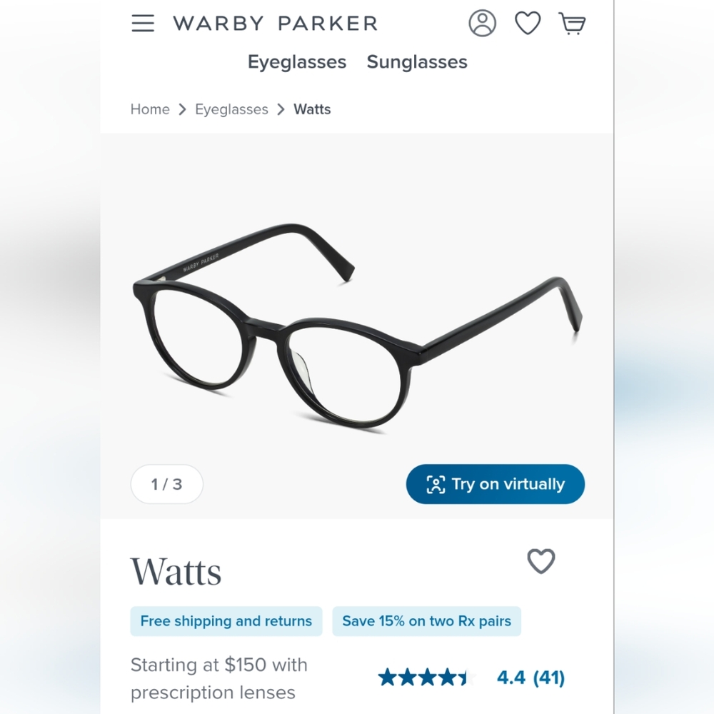 Warby Parker Watts frames (no prescription)